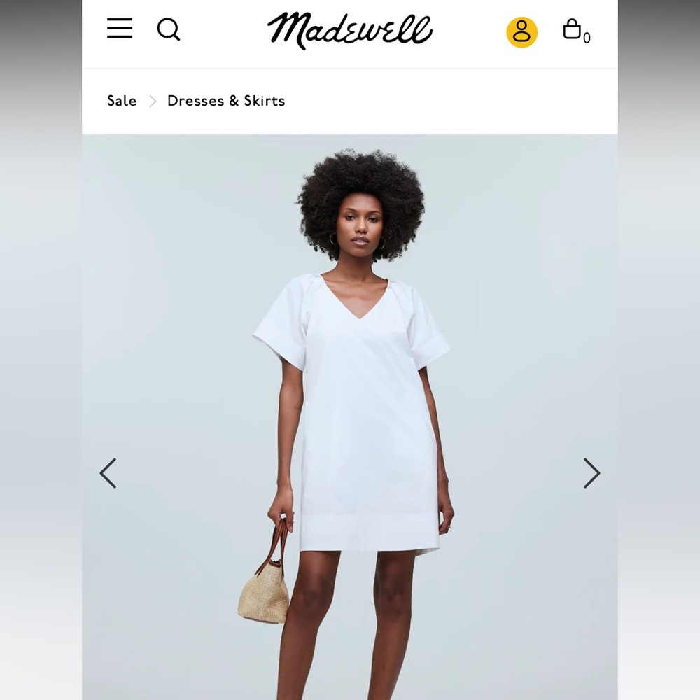 Madewell V-Neck Mini Shirtdress (NWT)